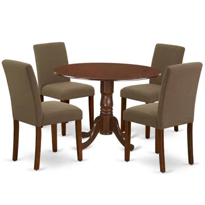 East West Furniture Dining Room Set Mahogany, Dlab5-mah-18