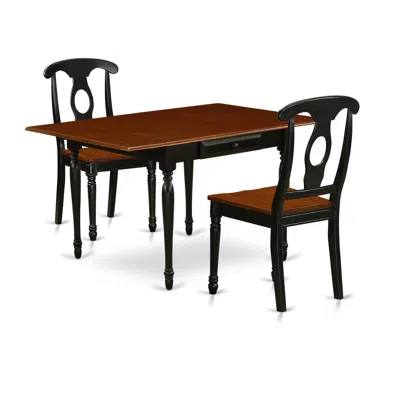 East West Furniture Dining Room Set Black & Cherry, Mzke3-bch-w