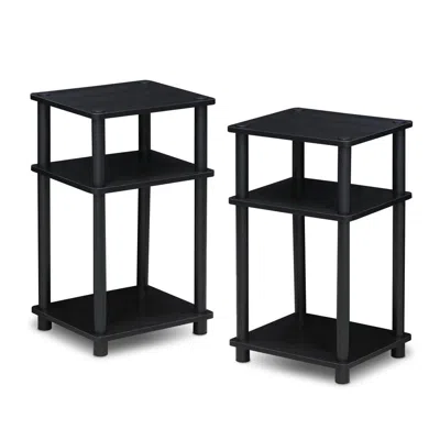 Furinno Just 3-tier Turn-n-tube End Table 2-pack, Americano/black