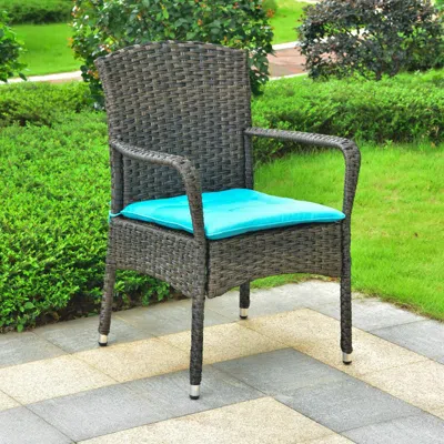 International Caravan Majorca Resin Pandan Steel Arm Chair With Cushions