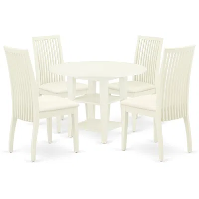 East West Furniture Dining Room Set Linen White, Suip5-lwh-c