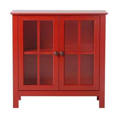 Os Home And Office Red Glass Door Accent And Display Cabinet
