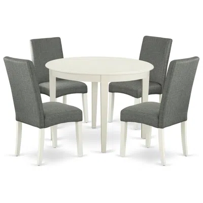 East West Furniture Dining Room Set Linen White, Bodr5-lwh-07