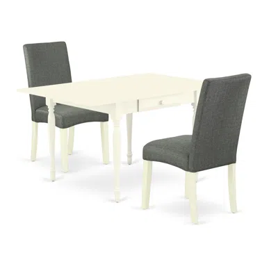 East West Furniture Dining Room Set Linen White, Nddr3-lwh-07