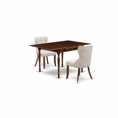 East West Furniture East-west Furniture Mzsi3-mah-35 - A Dining Set Of Two Excellent Kitchen Chairs Using Linen Fabric D