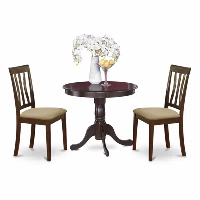 East West Furniture Anti3-cap-c 3 Pc Small Kitchen Table And Chairs Set-round Table Plus 2 Kitchen Dining Chairs