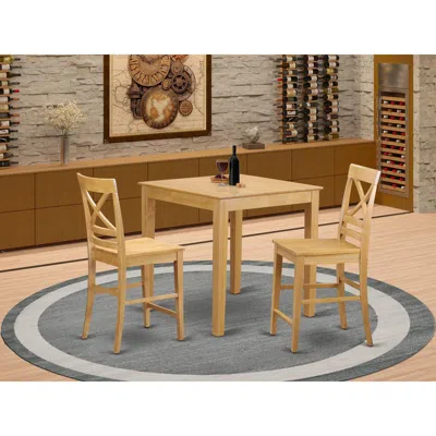 East West Furniture 3 Pc Counter Height Table And Chair Set-pub Table And 2 Counter Height Chairs