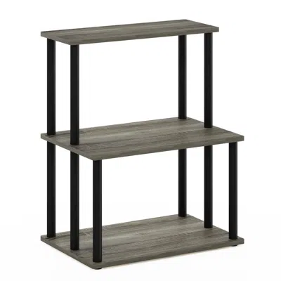 Furinno Turn-n-tube 3-tier Toolless Kitchen Storage Shelf, French Oak Grey/black
