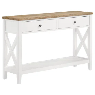 COASTER MAISY RECTANGULAR WOODEN SOFA TABLE WITH SHELF BROWN AND WHITE 