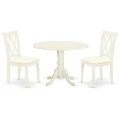 East West Furniture Dining Room Set Linen White, Dlcl3-whi-c