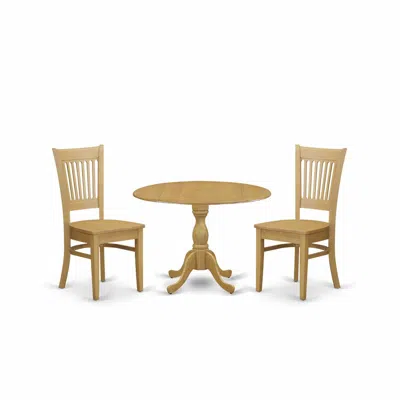 East West Furniture Dmva3-oak-w 3 Piece Kitchen Dining Table Set - Oak Dining Room Table And 2 Oak Chairs For Dining Roo