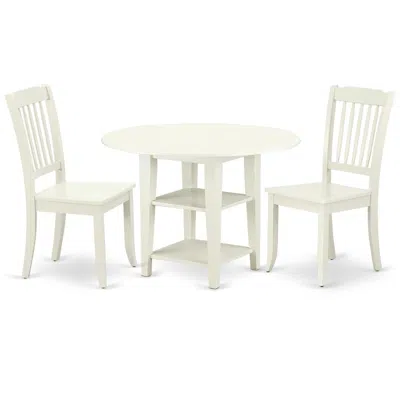 East West Furniture Dining Room Set Linen White, Suda3-lwh-w