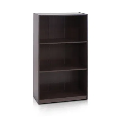 Furinno Basic 3-tier Bookcase Storage Shelves,dark Brown