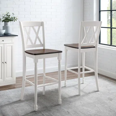 Crosley Furniture Shelby 2pc Bar Stool Set Distressed White - 2 Stools