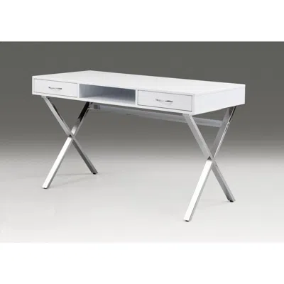 Creative Images White Top Desk With Two Drawers/chrome Base