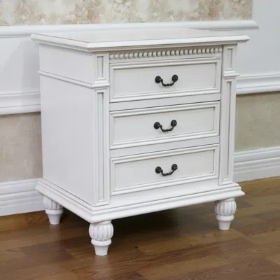 International Caravan Windsor Hand Carved Wood 3-drawer Lamp Table