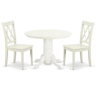 East West Furniture Dining Room Set Linen White, Shcl3-lwh-w