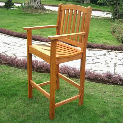 International Caravan Royal Tahiti Wood Set Of Two Bar Height Arm Chair