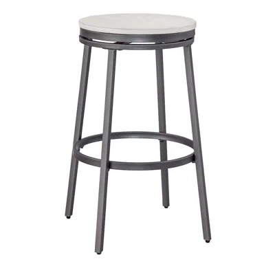 American Woodcrafters Stockton 30" Backless Metal Swivel Stool - Slate Grey - White Oak Seat