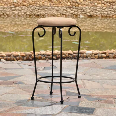 International Caravan Mandalay Iron 29-inch Bar Stools With Microsuede Seat (set Of 2), Tan
