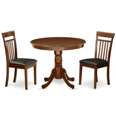 East West Furniture Dining Room Set Mahogany, Anca3-mah-lc