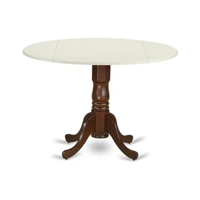 East West Furniture Dining Table Linen White & Mahogany, Dlt-lma-tp