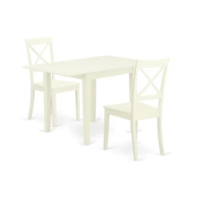 East West Furniture Dining Room Set Linen White, Ndbo3-lwh-w