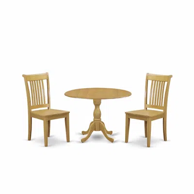 East West Furniture Dmpo3-oak-w 3 Piece Modern Dining Room Table Set - Oak Dining Room Table And 2 Oak Wooden Dining Cha