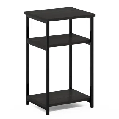 Furinno Just 3-tier Industrial Metal Frame End Table With Storage Shelves, 1-pack, Espresso