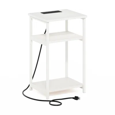 Furinno 3-tier Usb And Type-c Charging Port Open Storage Side Table With Metal Frame