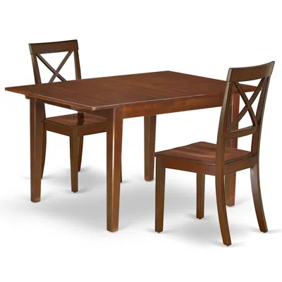 East West Furniture Dining Room Set Mahogany, Mlbo3-mah-w