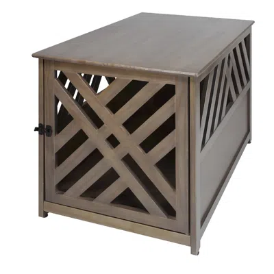 Casual Home Modern Lattice Wooden Pet Crate End Table