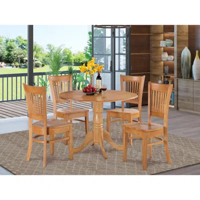 East West Furniture 5 Pc Kitchen Nook Dining Set-round Table And 4 Dinette Chairs Chairs