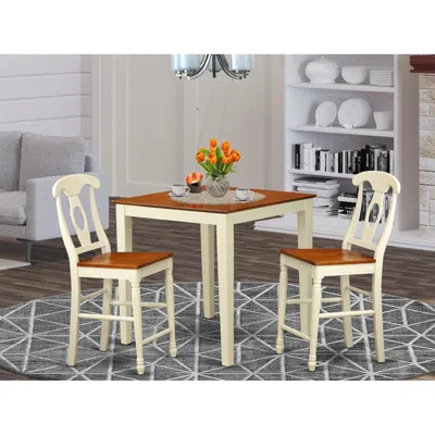 East West Furniture 3 Pc Counter Height Dining Set - Counter Height Table And 2 Kitchen Chairs.