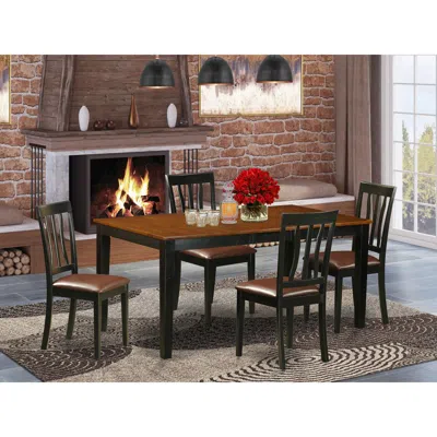 East West Furniture 5 Pc Kitchen Table Set-dining Table And 4 Wood Kitchen Chairs