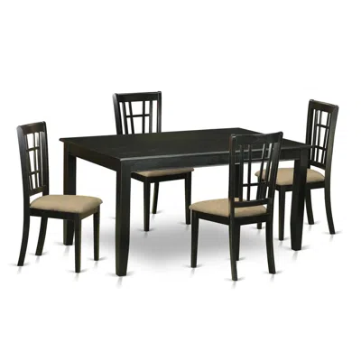 East West Furniture Duni5-blk-c 5 Pc Dinette Set - Kitchen Dinette Table And 4 Kitchen Dining Chairs