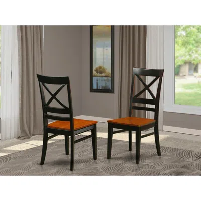 East West Furniture Quincy Dining Dining Room Chair With X-back In Black & Cherry Finish, Set Of 2
