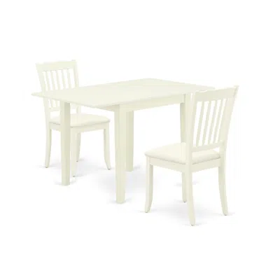 East West Furniture Dining Room Set Linen White, Ndda3-lwh-c