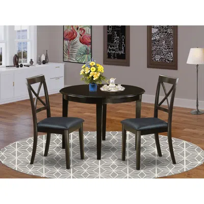 East West Furniture 3 Pc Small Kitchen Table Set-round Table And 2 Dining Chairs.