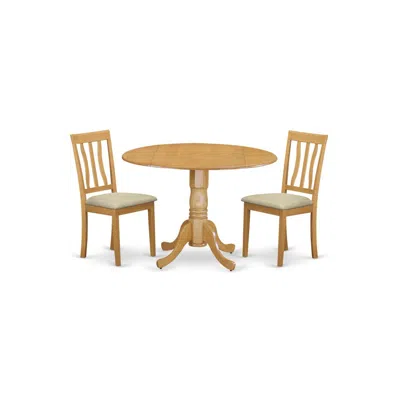 East West Furniture Dlan3-oak-c 3 Pctable And Chair Set - Kitchen Dinette Table And 2 Kitchen Chairs