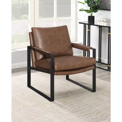 Coaster Co. Of America Upholstered Accent Chair With Removable Cushion Umber Brown And Metal