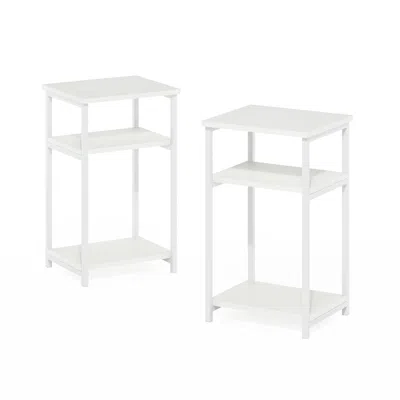 Furinno 3-tier Industrial Metal Frame End Table With Storage Shelves, 2-pack