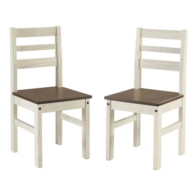 Os Home And Office Furniture Model Cadb107 Cottage Series Dining Chairs (set Of 2) In Distressed White