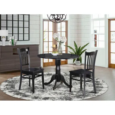 East West Furniture 3 Pc Small Kitchen Table And Chairs Set-round Kitchen Table And 2 Dinette Chairs