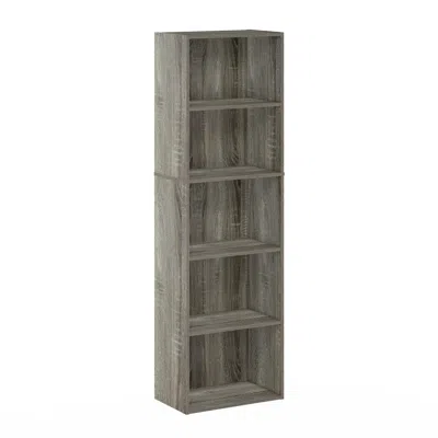 FURINNO LUDER 5-TIER REVERSIBLE COLOR OPEN SHELF BOOKCASE, FRENCH OAK 