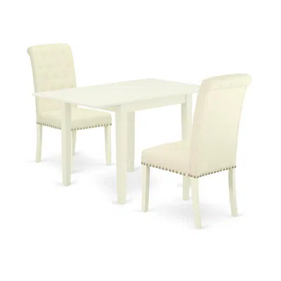 East West Furniture 3-piece Dining Room Set-a Modern Dining Table And 2linen Fabricdinning Room Chairs With Button Tufte