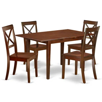 East West Furniture Dining Room Set Mahogany, Nobo5-mah-w