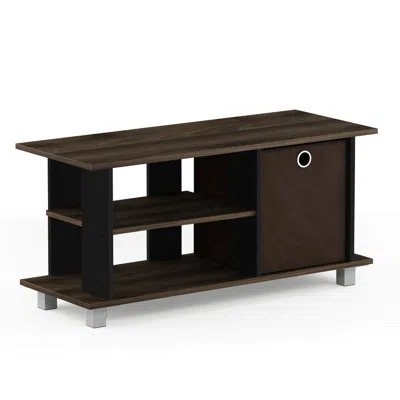 FURINNO SIMPLISTIC TV ENTERTAINMENT CENTER WITH BIN DRAWERS, COLUMBIA WALNUT/DARK BROWN 