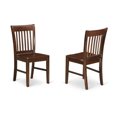East West Furniture Norfolk Kitchen Dining Chair With Wood Seat -mahogany Finish., Set Of 2