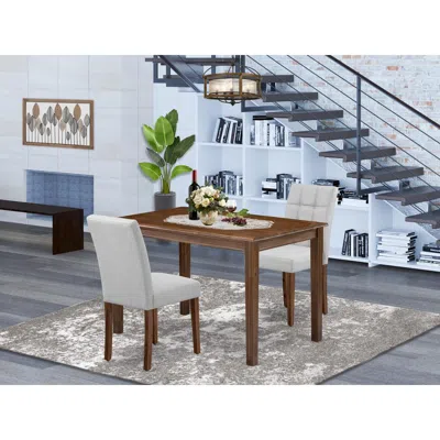 East West Furniture 3 Piece Kitchen Table Set Contain A Wooden Dining Table